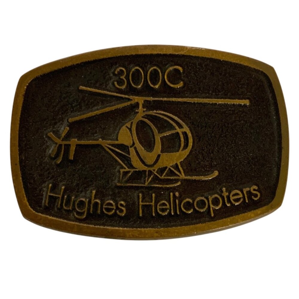 Hughes Helicopters 300C Brass Belt Buckle Collectible Aviation Memorabilia